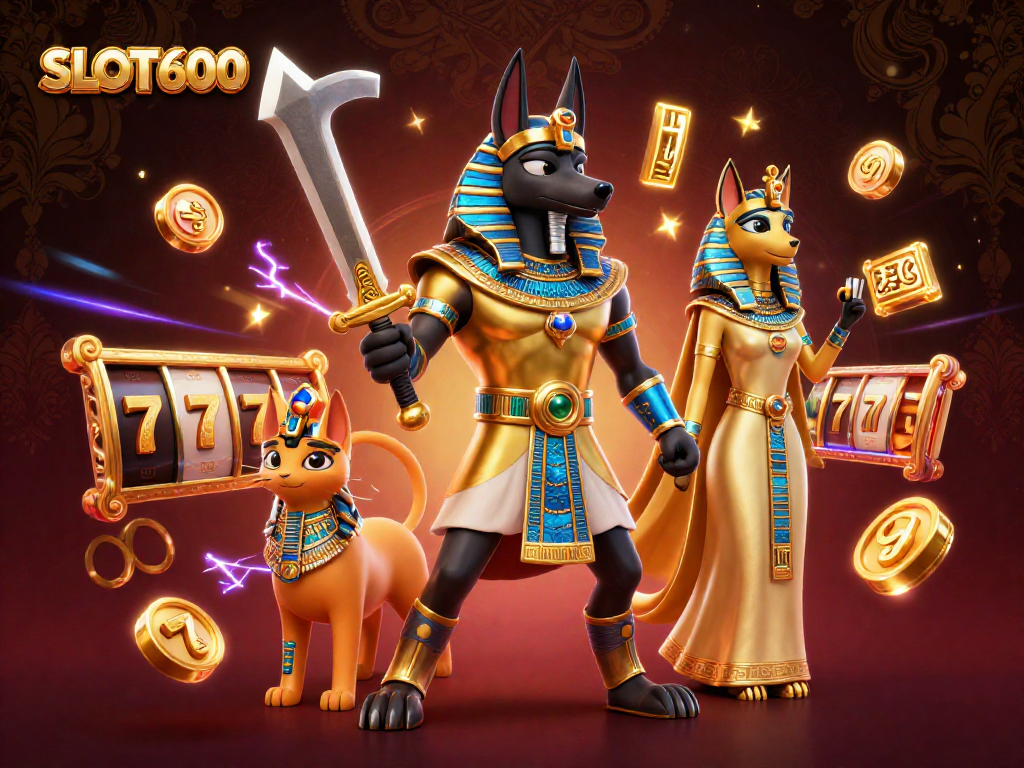 SLOT6000 offers a thrilling 3D cartoon depiction of exciting slot game dynamics with ancient Egyptian characters.