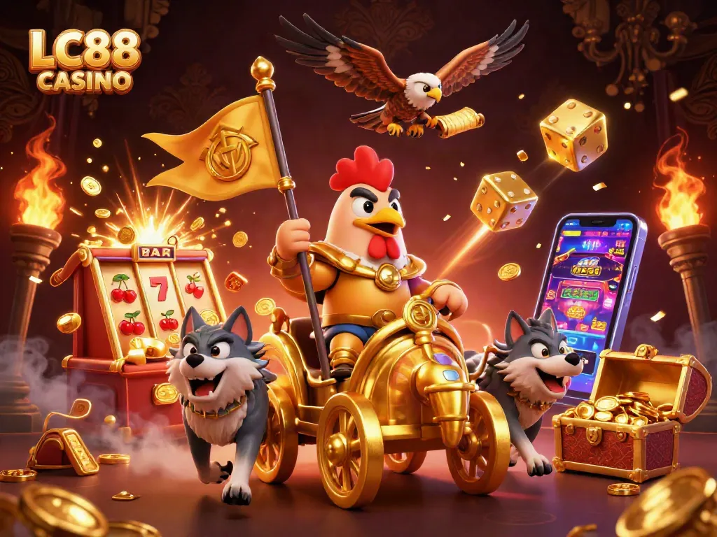 Experience thrilling games at LC88 CASINO with vibrant visuals of a diverse gaming atmosphere.