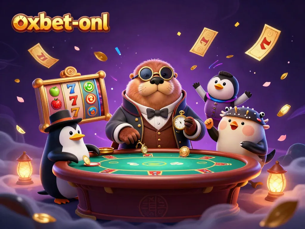 Win big at oxbet-onl with a vibrant 3D casino scene featuring playful characters and exciting gaming elements.