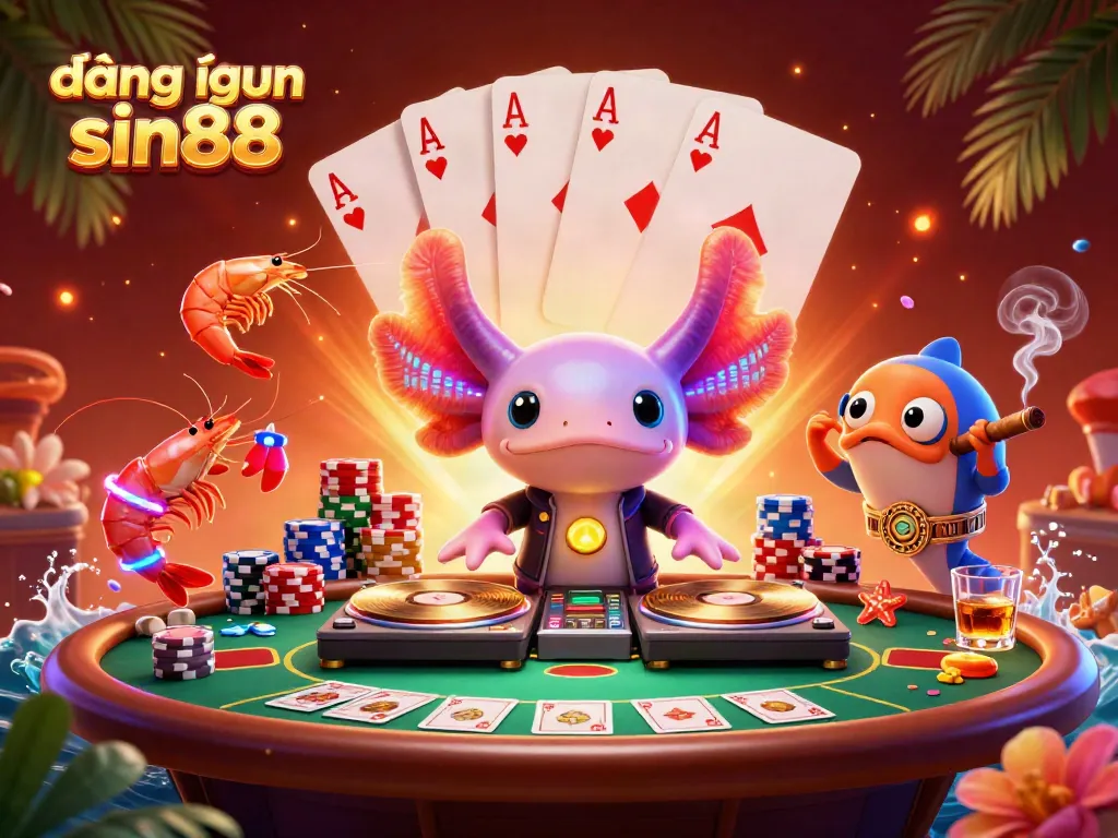 Engage in đăng nhập sin88 with vibrant casino elements and lively characters in a colorful 3D scene.