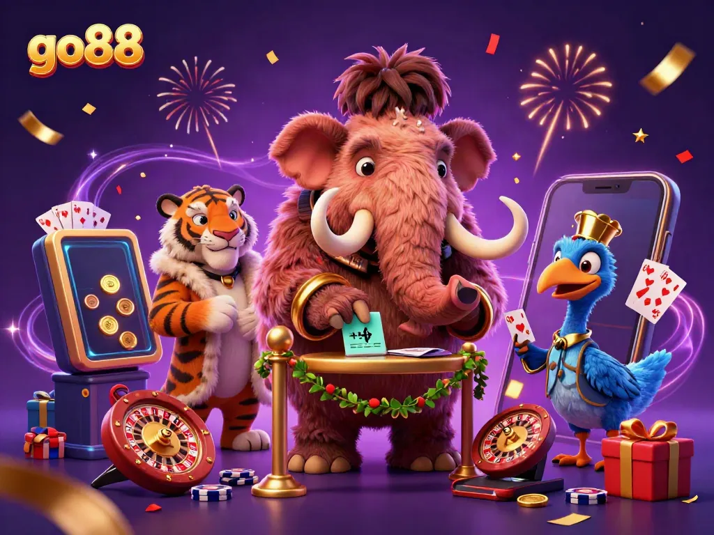 Experience the excitement of go88 with a mammoth doorman at this vibrant casino scene