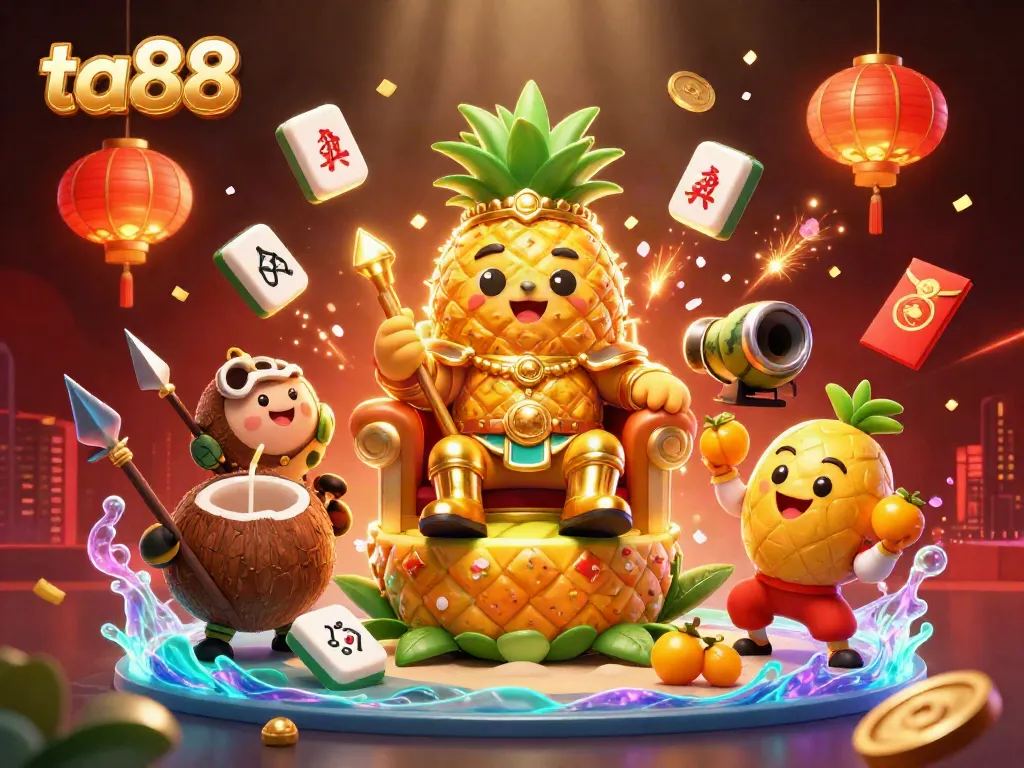 Experience ta88 action in a vibrant casino setting with playful characters and festive decorations.