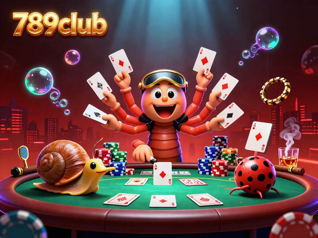Join the excitement at 789club with a lively casino scene featuring a millipede dealer and high-rollers.