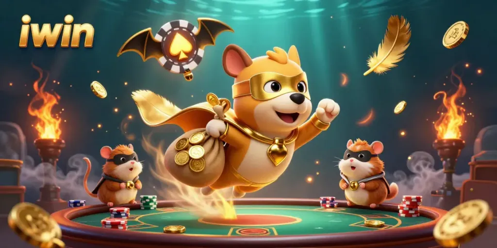 Experience thrilling wins at iwin as a superhero dog takes flight with gold coins.