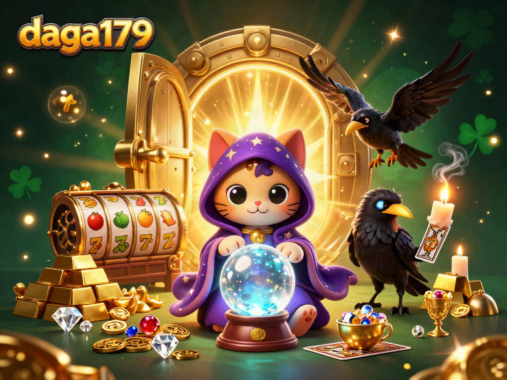 daga179 captivates players with a dynamic scene of fortune and chance in a vibrant casino-themed illustration.