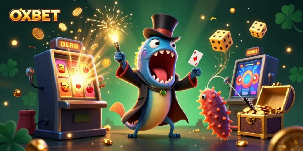 Experience thrilling gaming at OXBET in a vibrant underwater scene filled with exciting slot machines and magical sea creatures.