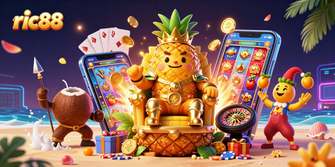 Experience the excitement of ric88 with vibrant casino-themed characters and dynamic game elements.