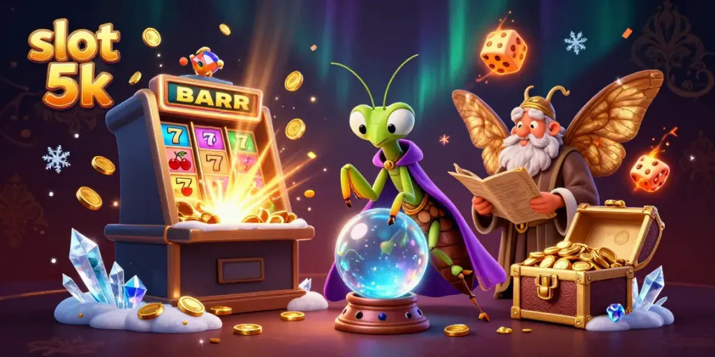 Engage in thrilling slot 5k gameplay with dynamic visuals of 3D characters and casino symbols.