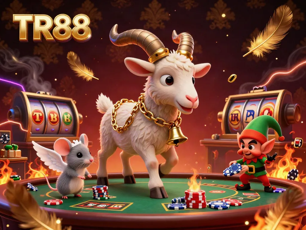 Experience the lively TR88 casino scene with playful characters and gambling excitement.