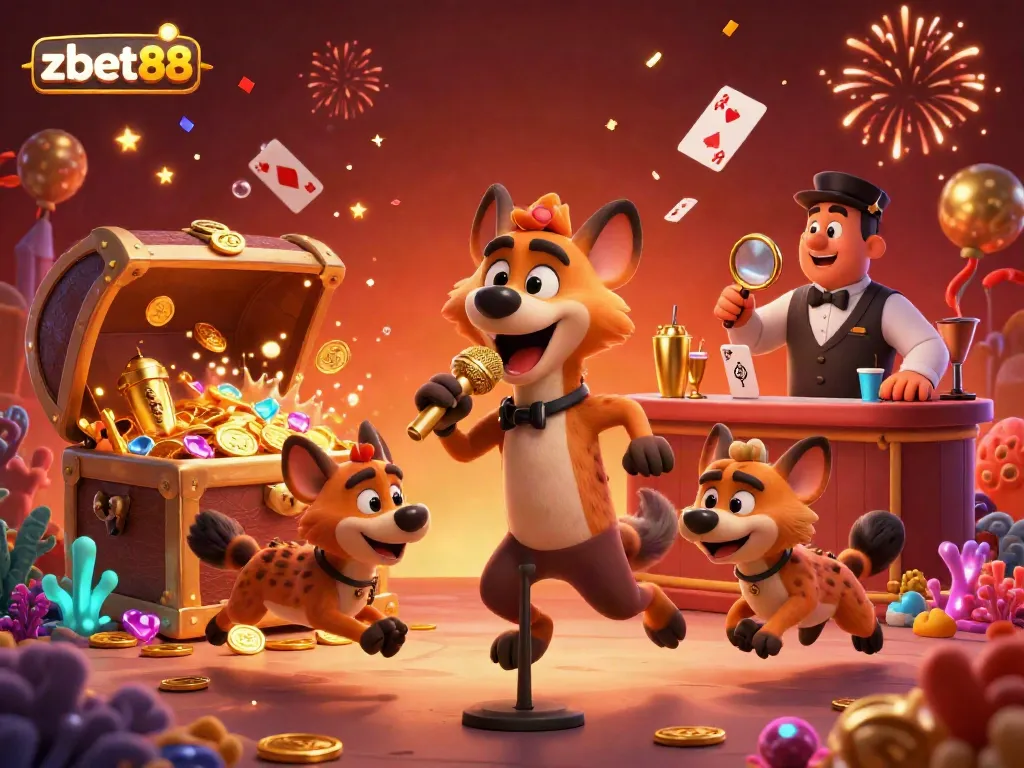 Experience the vibrant comedy casino scene with zbet88 featuring hyenas performing captivating acts.