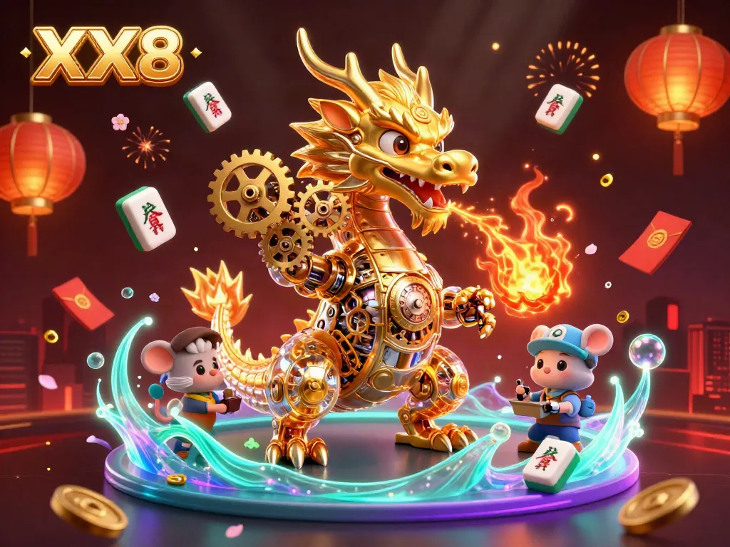 Engage with the dynamic golden dragon theme of XX8 casino gaming, featuring stunning illustrations.
