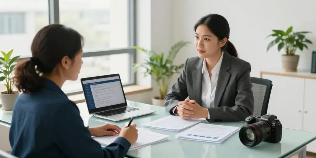 Payday Loans Co Edmonton financial advisor meeting with client, discussing loan options in professional office.