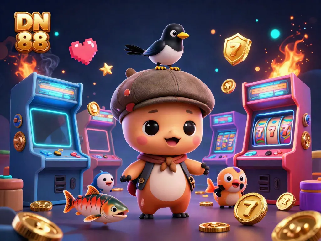 Engaging scene with DN 88 characters playing vibrant casino games, showcasing fun and excitement.